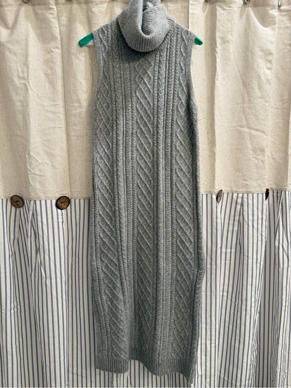House of Harlow Sleeveless Cable Knit Turtleneck Sweater Dress - Gray